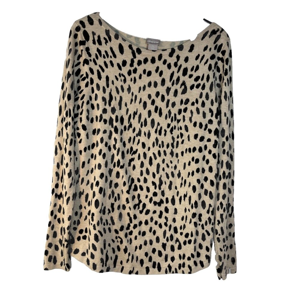 Chico's Leopard Animal Cheetah Print Sweater blouse 0 S (15)